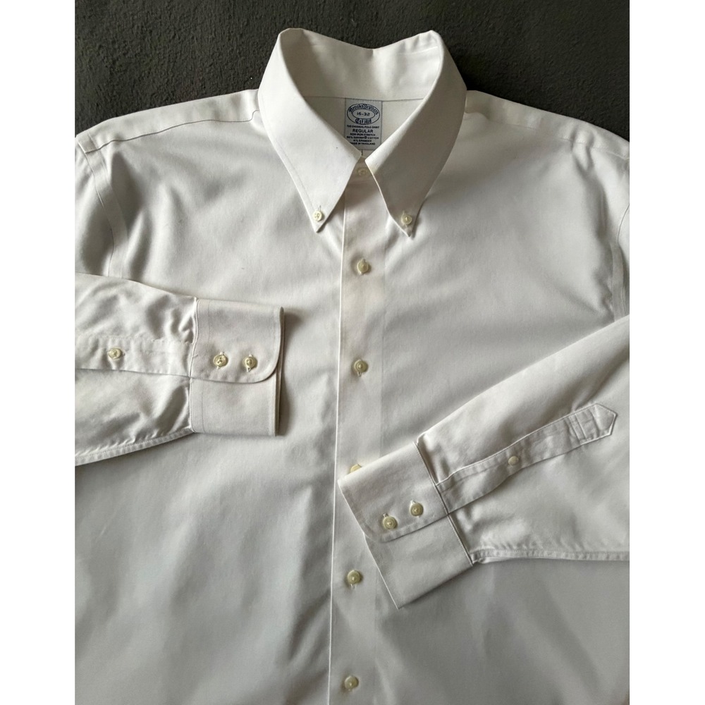 Brooks Brothers Mens 16-32 Regular Fit Non-Iron Stretch Dress Shirt White